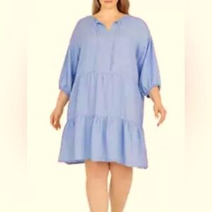 Ruby Rd. Tiered Split Neck Tie Dress size 2x